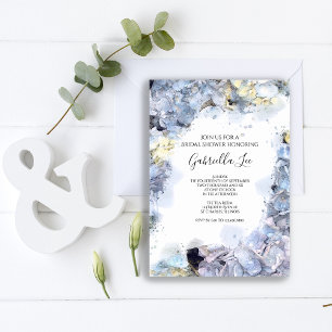 Invitación Blue Hydrangea Flowers Watercolor Bridal Shower