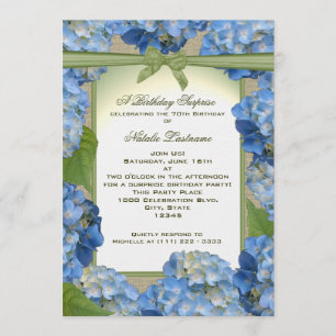 Invitación Blue Hydrangea Garden Fiesta Cumpleaños