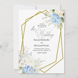 Invitación Blue Hydrangea Geometric Wedding Invitation