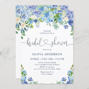 Invitación Blue Hydrangea Greeneration Watercolor Bridal Show