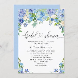 Invitación Blue Hydrangea Greeneration Watercolor Bridal Show