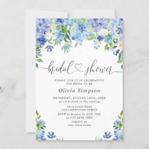Invitación Blue Hydrangea Greeneration Watercolor Bridal Show