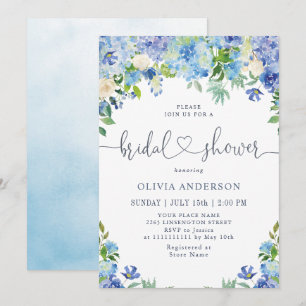 Invitación Blue Hydrangea Greeneration Watercolor Bridal Show