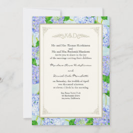 Invitación Blue Hydrangea Lace Floral Elegante Bodas Formales