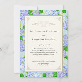 Invitación Blue Hydrangea Lace Floral Elegante Bodas Formales