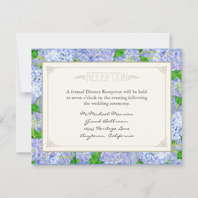 Invitación Blue Hydrangea Lace Floral Elegante Bodas Formales (Anverso)