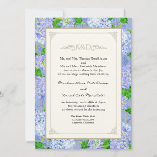 Invitación Blue Hydrangea Lace Floral Elegante Bodas Formales