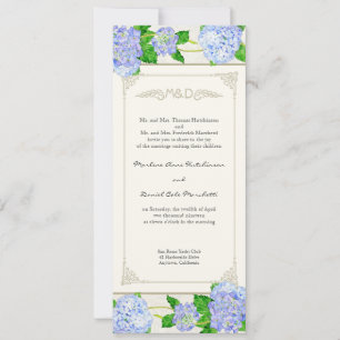 Invitación Blue Hydrangea Lace Floral Elegante Bodas Formales