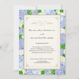 Invitación Blue Hydrangea Lace Floral Elegante Bodas Formales