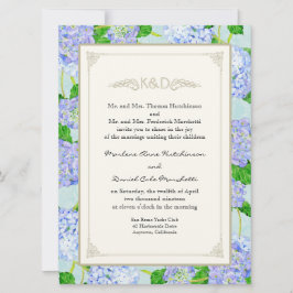 Invitación Blue Hydrangea Lace Floral Elegante Bodas Formales