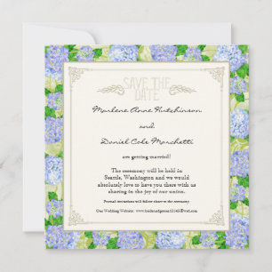 Invitación Blue Hydrangea Lace Floral Elegante Bodas Formales