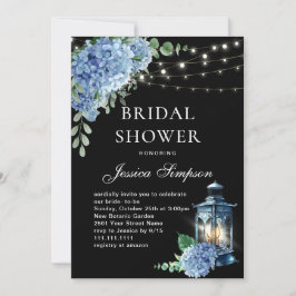 Invitación Blue Hydrangea Lantern Black Boho Brighower