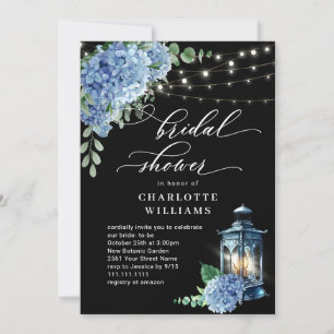Invitación Blue Hydrangea Lantern Black Boho Brighower