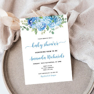 Invitación Blue Hydrangea Mom to be Baby Shower
