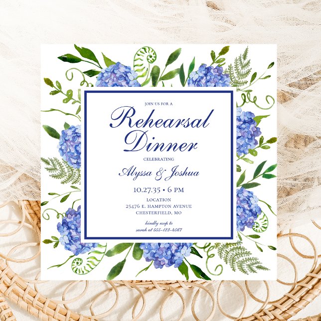 Invitación Blue Hydrangea Photo Test Dinner (Subido por el creador)