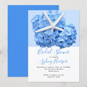 Invitación Blue Hydrangea Seaside Garden Bridal Shower Invita