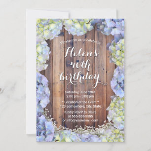 Invitación Blue Hydrangea Vintage Floral Birday Party
