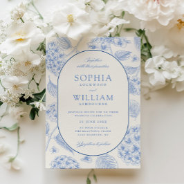 Invitación Blue Hydrangea Vintage Wedding