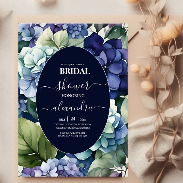 Invitación Blue Hydrangea Watercolor Floral Bridal (Subido por el creador)