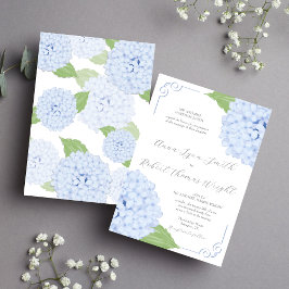 Invitación Blue Hydrangea Watercolor Script Boda