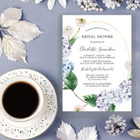 Blue Hydrangea White Rose Floral Bridal Shower