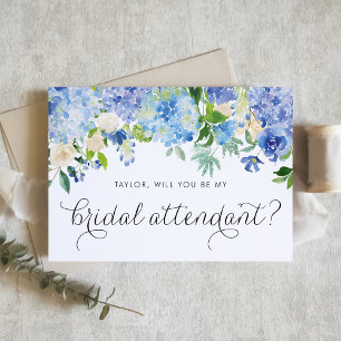 Invitación Blue Hydrangea y White Rose Bridal Attendre