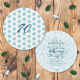 Invitación Blue Hydrangeas 70.ª fiesta de cumpleaños sorpresa