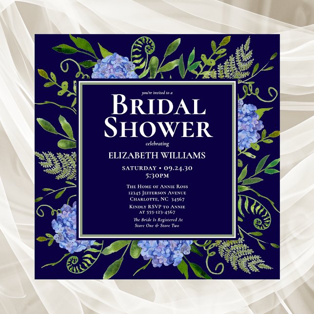 Invitación Blue Hydrangeas Agua Floral Ducha de novia (Subido por el creador)