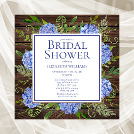 Invitación Blue Hydrangeas Agua Floral Ducha de novia
