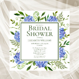 Invitación Blue Hydrangeas Agua Floral Ducha de novia