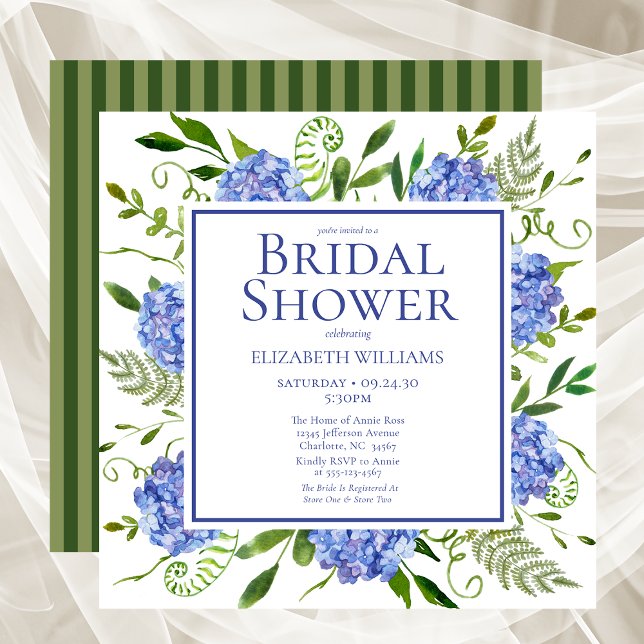 Invitación Blue Hydrangeas Agua Floral Ducha de novia (Subido por el creador)