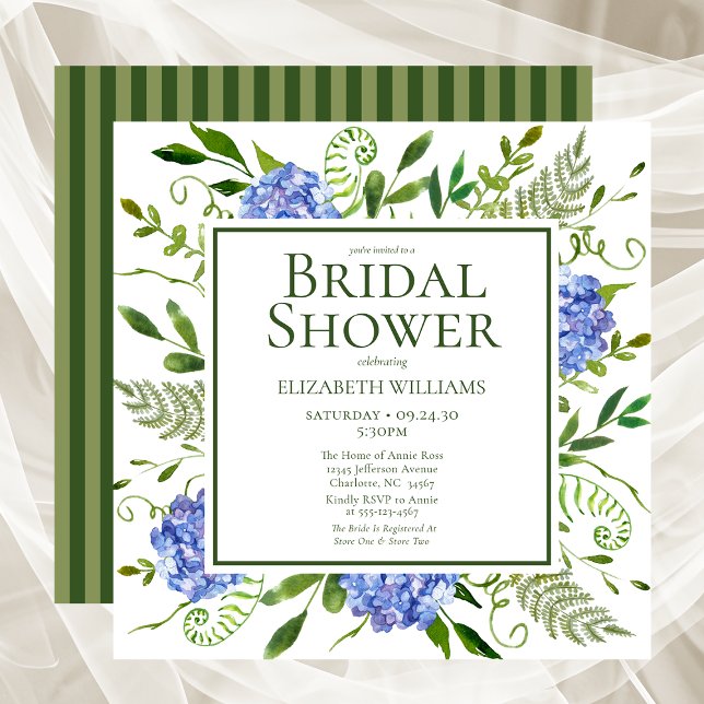 Invitación Blue Hydrangeas Agua Floral Ducha de novia (Subido por el creador)