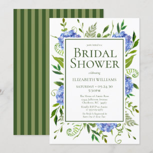 Invitación Blue Hydrangeas Agua Floral Ducha de novia