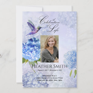 Invitación Blue Hydrangeas Celebración del funeral de la vida