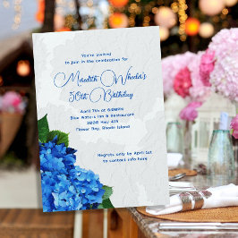 Invitación Blue Hydrangeas Cumpleaños Floral