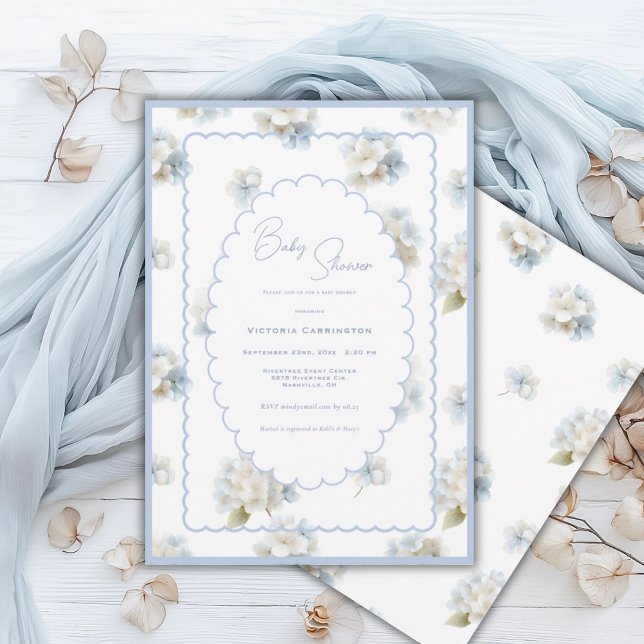Invitación Blue Hydrangeas Elegant Baby Shower (Subido por el creador)