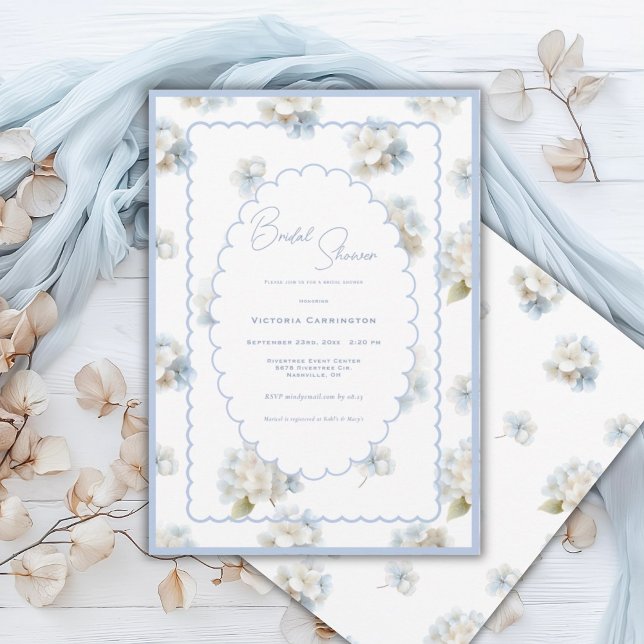 Invitación Blue Hydrangeas Elegant Bridal Shower (Subido por el creador)
