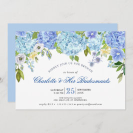 Invitación Blue Hydrangeas Floral Green Bridesmaids Brunch