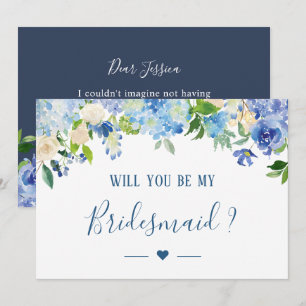 Invitación Blue Hydrangeas Floral Serás Mi Novia