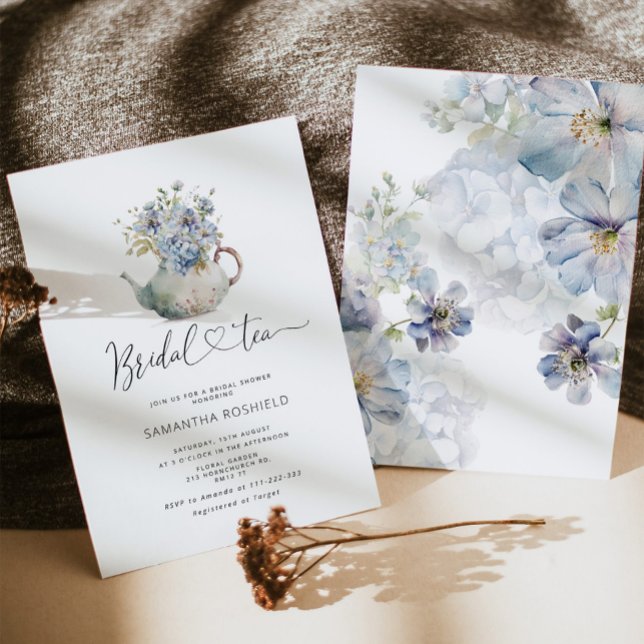 Invitación Blue Hydrangeas novia tea bridal ducha de novia (Subido por el creador)
