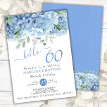 Invitación Blue Hydrangeas Watercolor Floral 60th Birthday In<br><div class="desc">Blue periwinkle hidrangeas acuarela floral 60º cumpleaños invitaciones para fiestas. nombres,  fechas e información de personalizares.</div>
