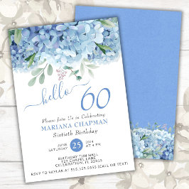 Invitación Blue Hydrangeas Watercolor Floral 60th Birthday In