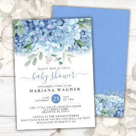 Invitación Blue Hydrangeas Watercolor Floral Boy Baby Shower