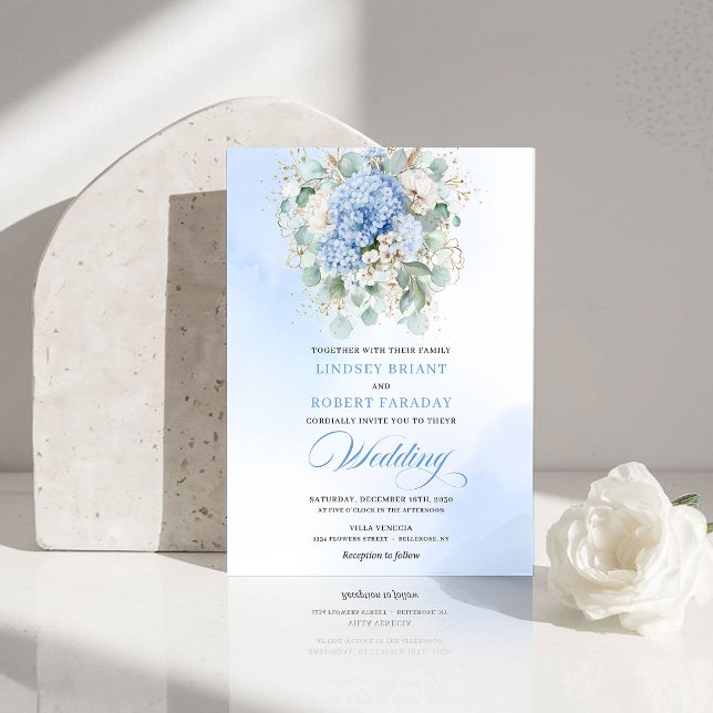 Invitación Blue Hydrangeas Wedding Invitation (Blue Hydrangeas Wedding Invitation)