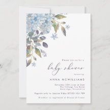 Blue Hydrangeas y Calligraphy Baby Shower