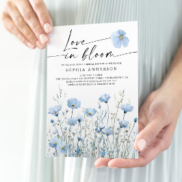 Invitación Blue In Bloom Bridal Shower Invitation Card