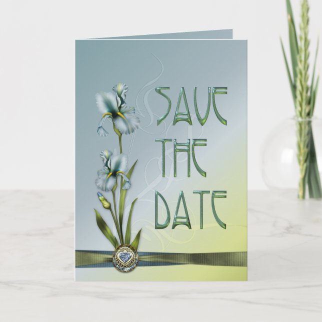Invitación Blue Iris Boda Guardar la Fecha (Anverso)