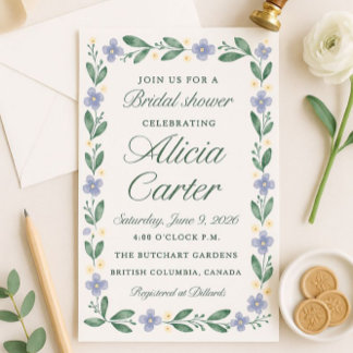 Invitación Blue Iris Bridal Shower Invitations - Editable