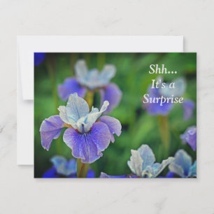 Invitación Blue Iris Flower Botanical Surprise 100 cumpleaños