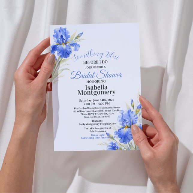Invitación Blue Iris Something Blue Before I Do Bridal Shower (Blue Iris Something Blue Before I Do Bridal Shower Invitation
)